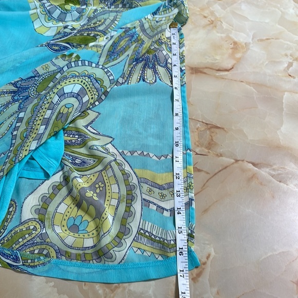 Chicos Blue Green and White Paisley Cold‎ Shoulder Modest Maxi Dress Size 2 or M - Picture 14 of 15